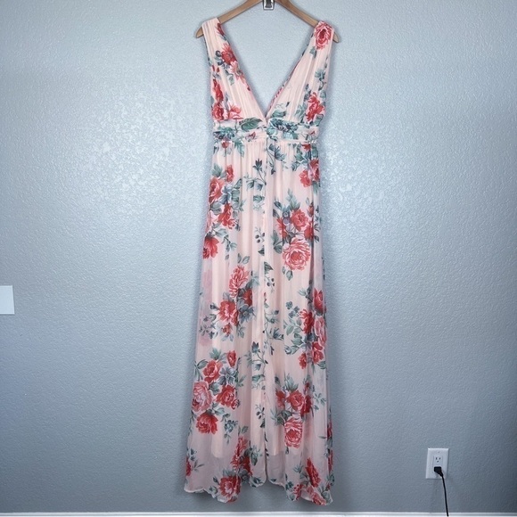 Lulus Garden Meandering Blush Floral Print Maxi Dress M - Pink, Spring, Feminine - Picture 8 of 15